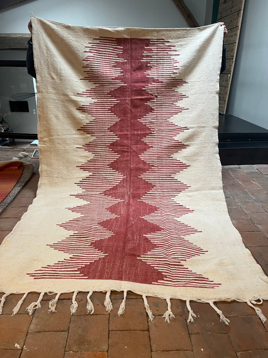 Tapis Kilim rose et blanc 240X150