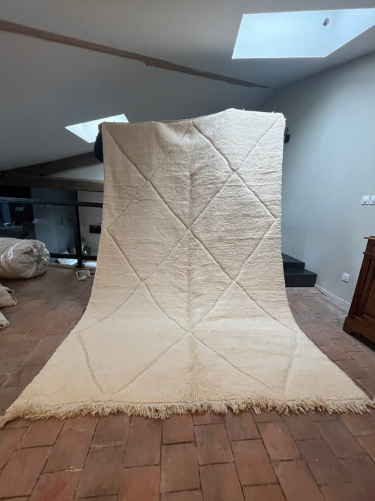 Tapis Beni Ouarain crème à losanges 210X320