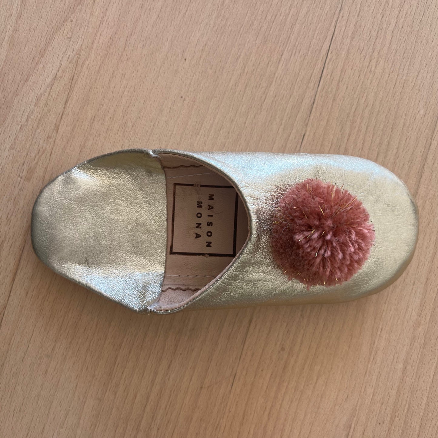 Babouche en cuir doré enfants