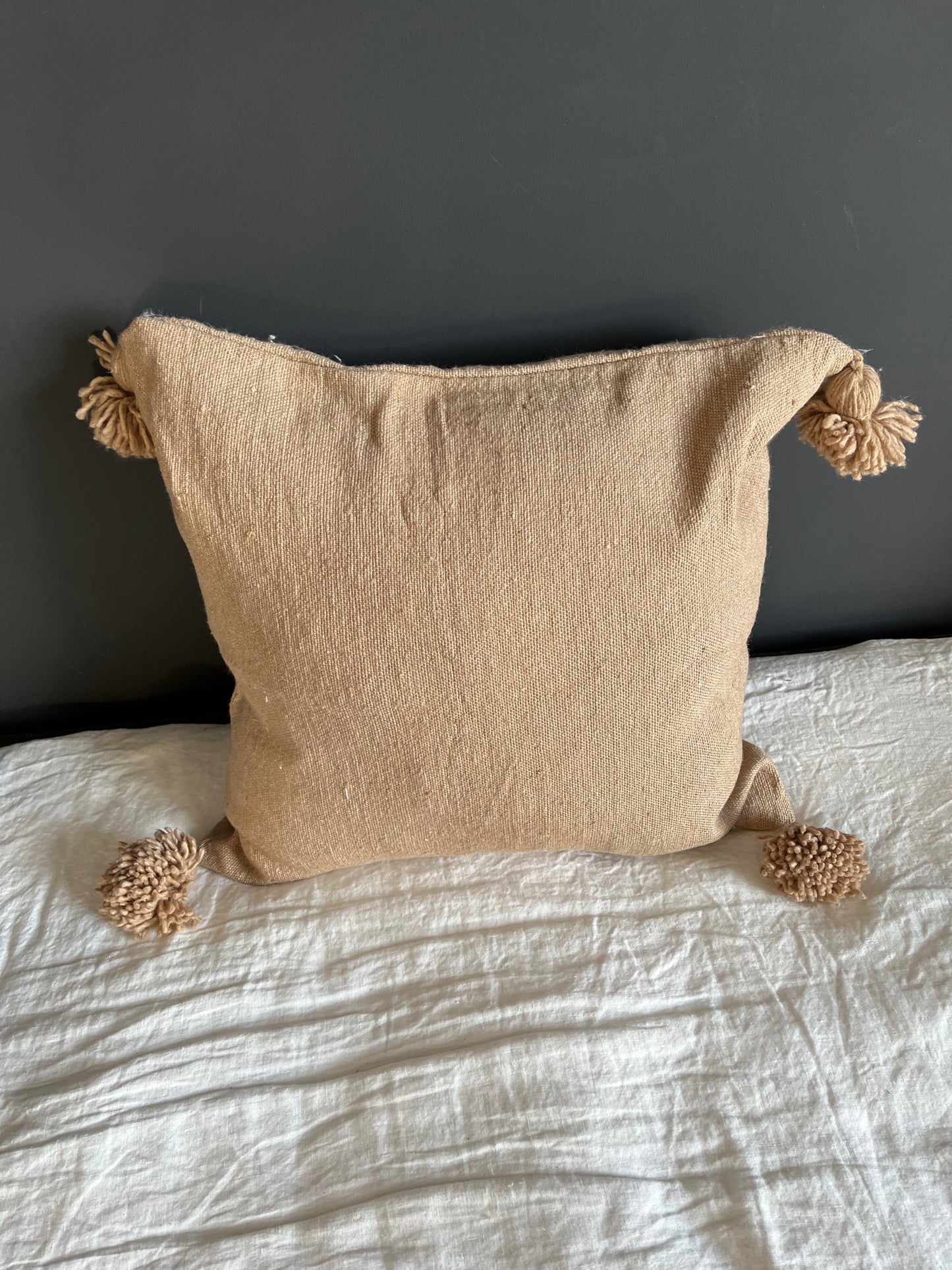 Coussins carrés beige et blanc