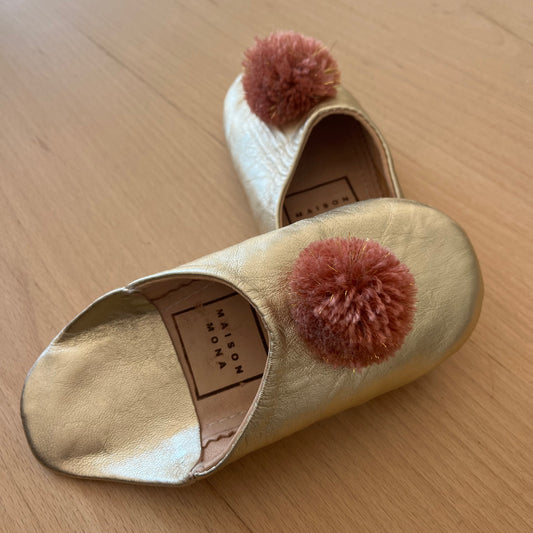 Babouche en cuir doré enfants