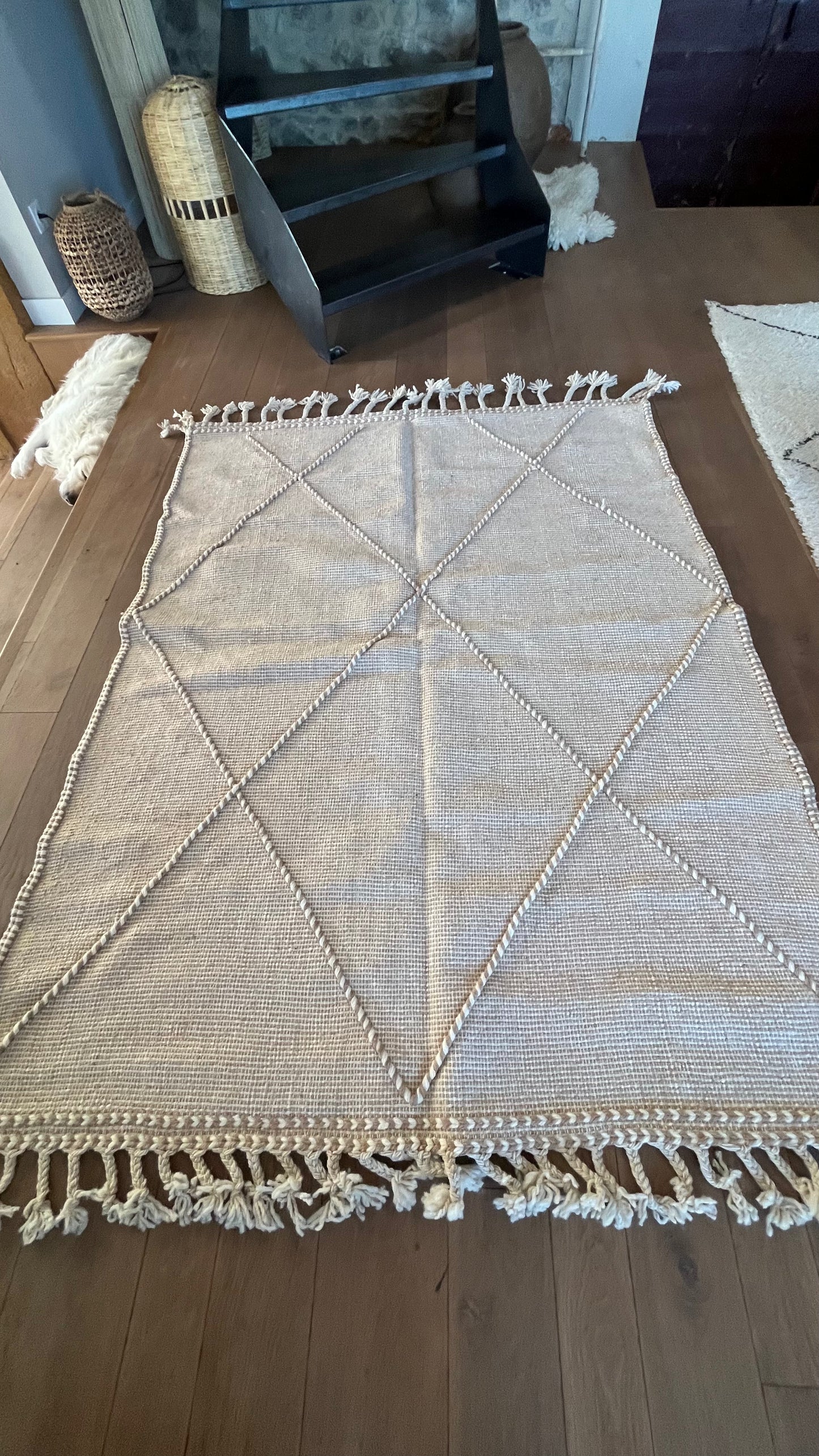 Tapis kilim Boujad crème et beige 204x157