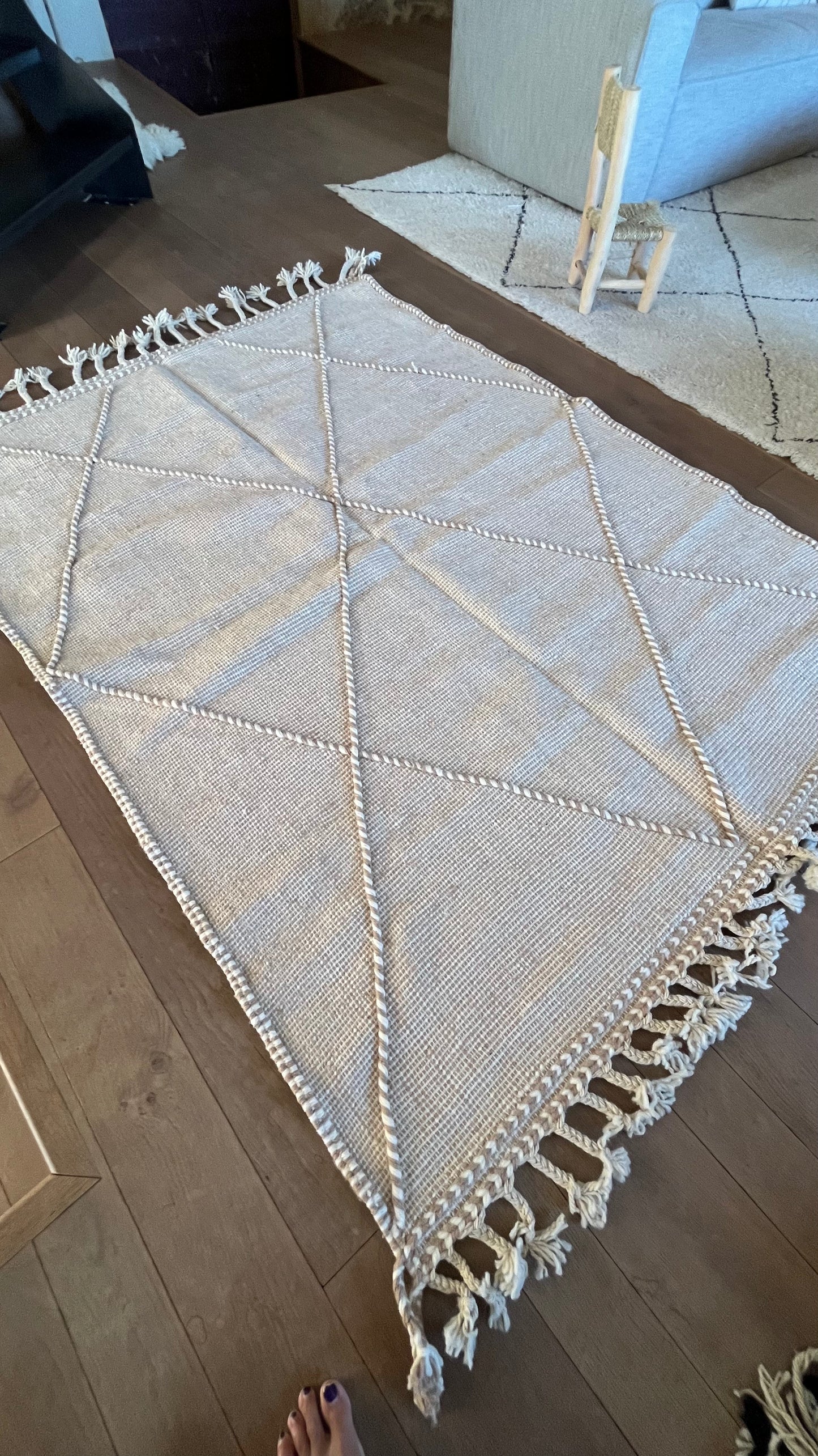 Tapis kilim Boujad crème et beige 204x157