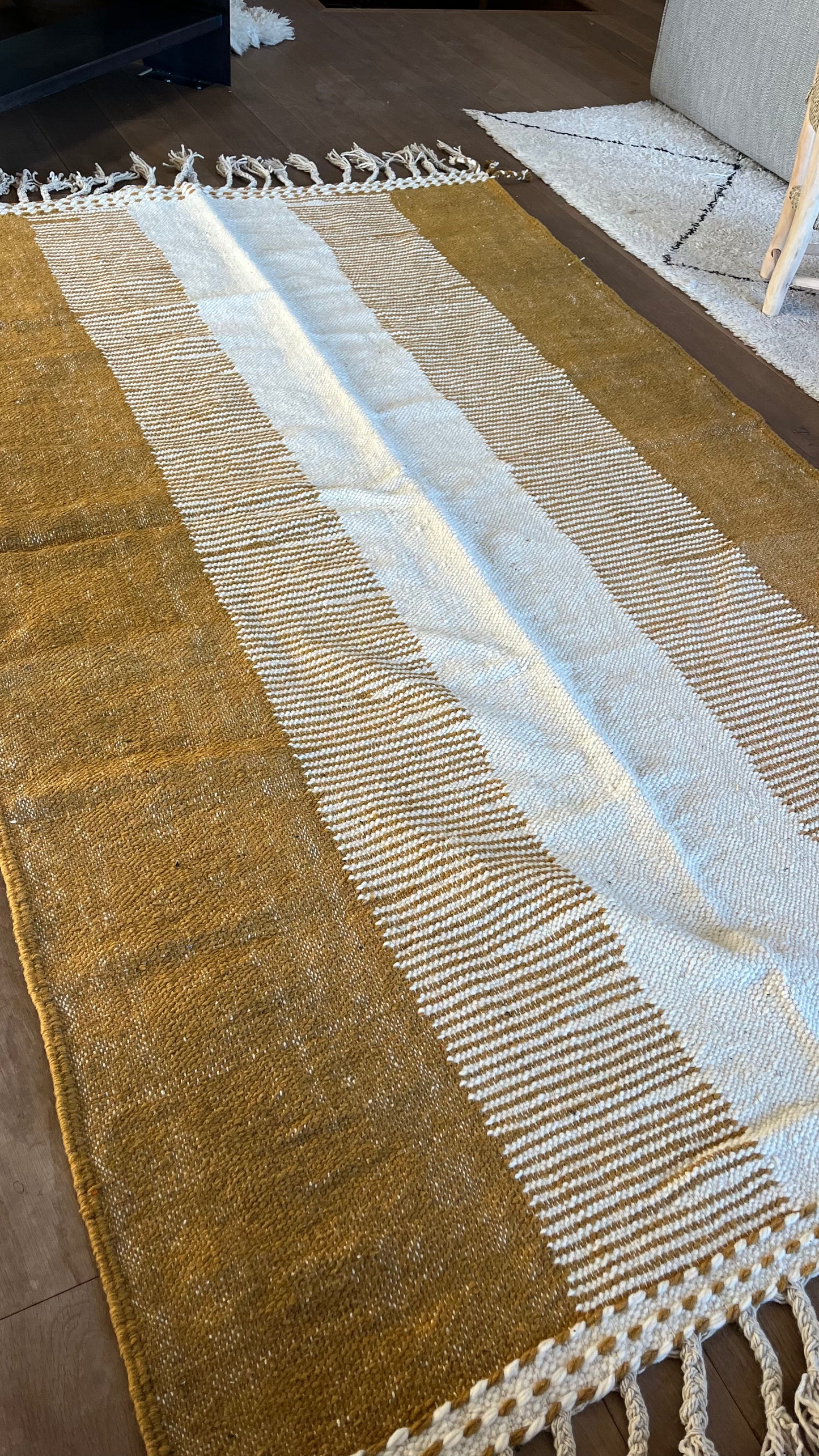 Tapis kilim Boujad crème et safran 260x152
