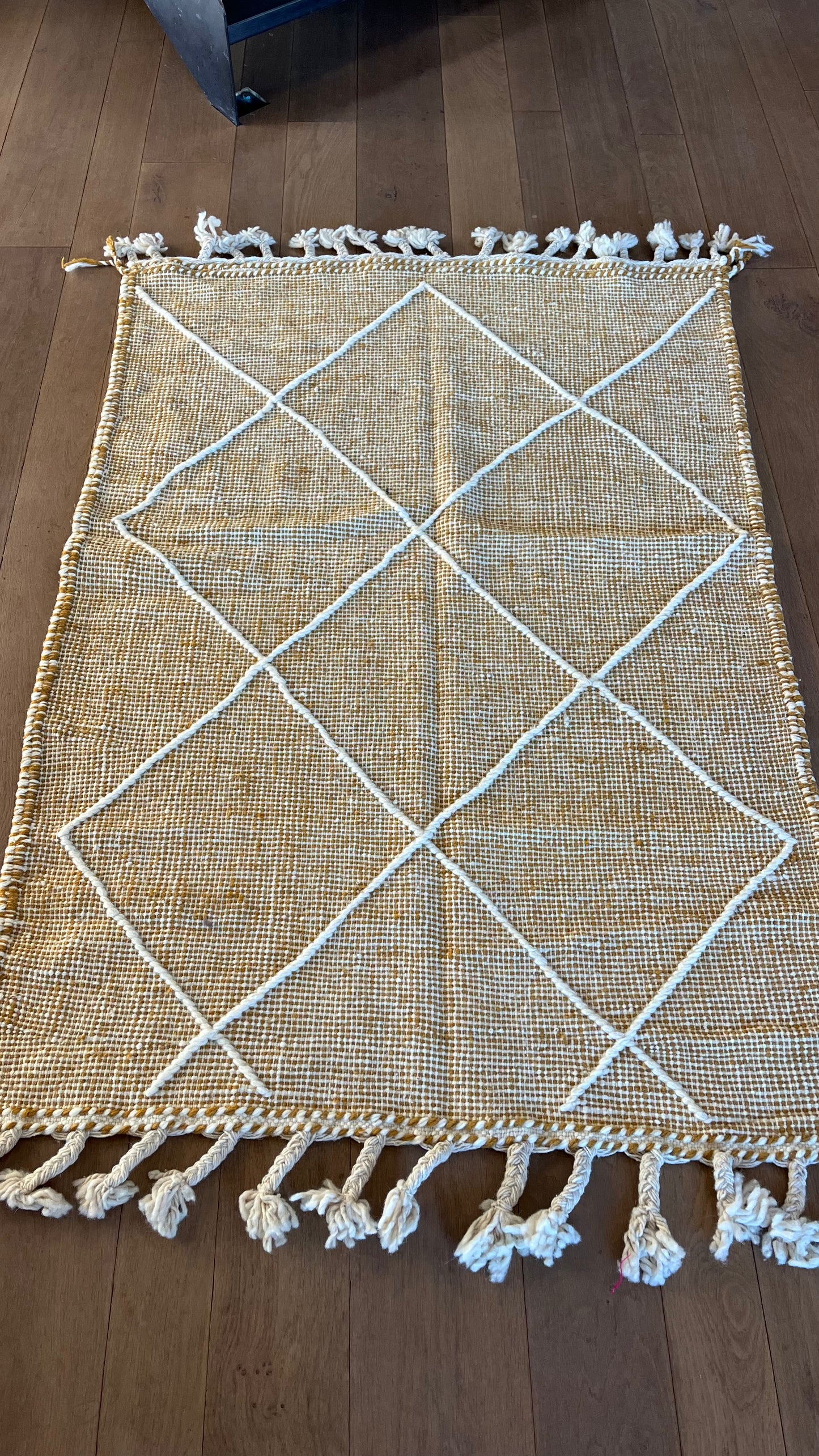 Tapis kilim Boujad crème et safran 160x110