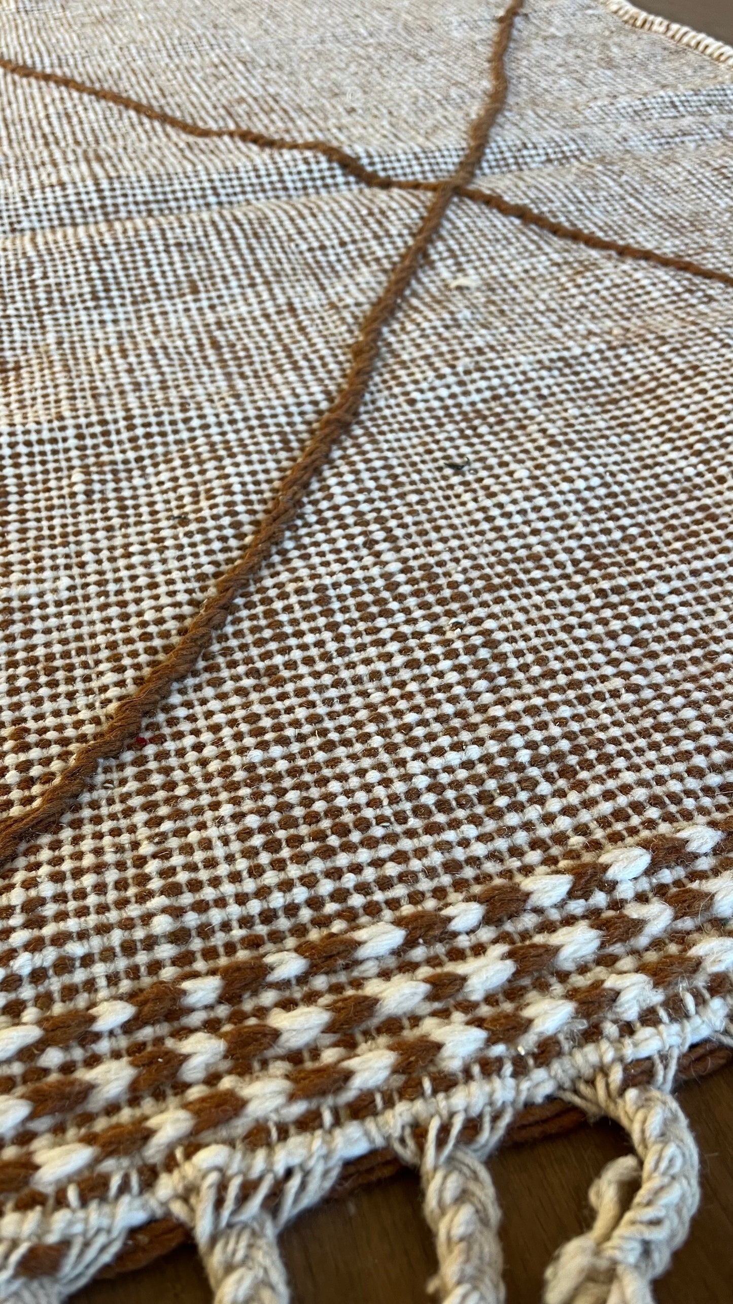 Tapis de couloir kilim Boujad crème et cacao 256x80