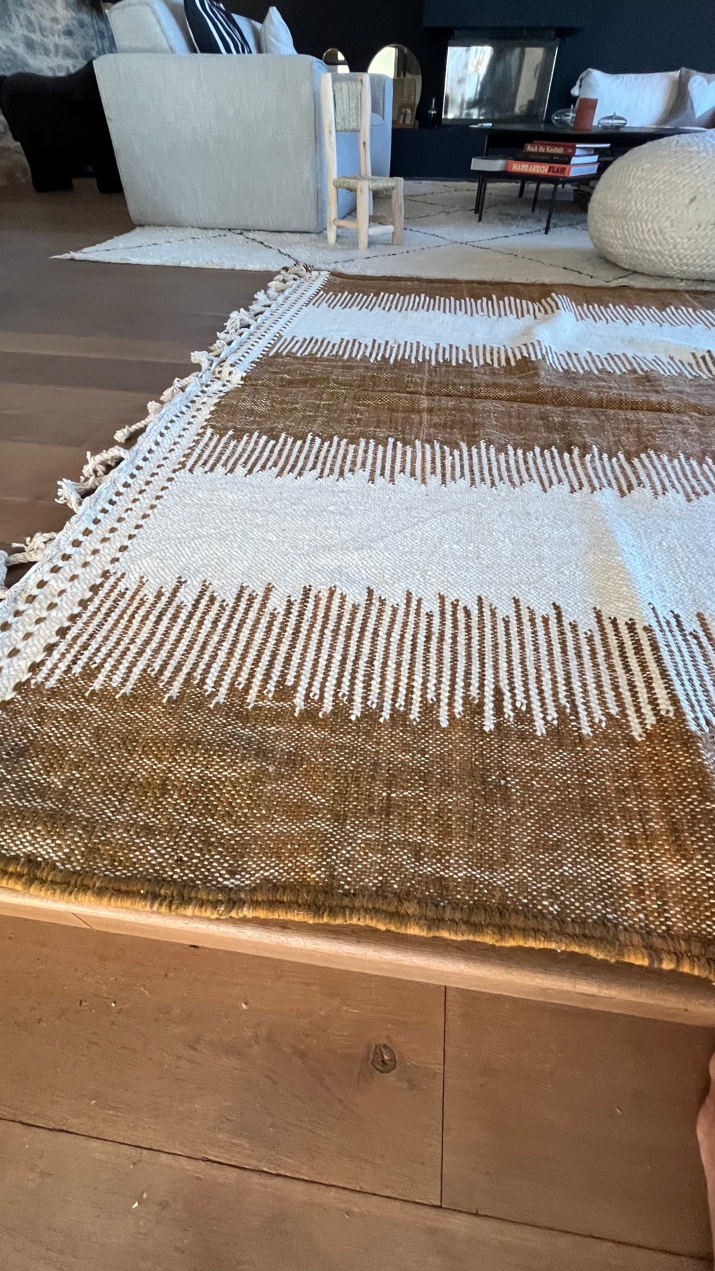 Tapis kilim Boujad crème et safran 300x207