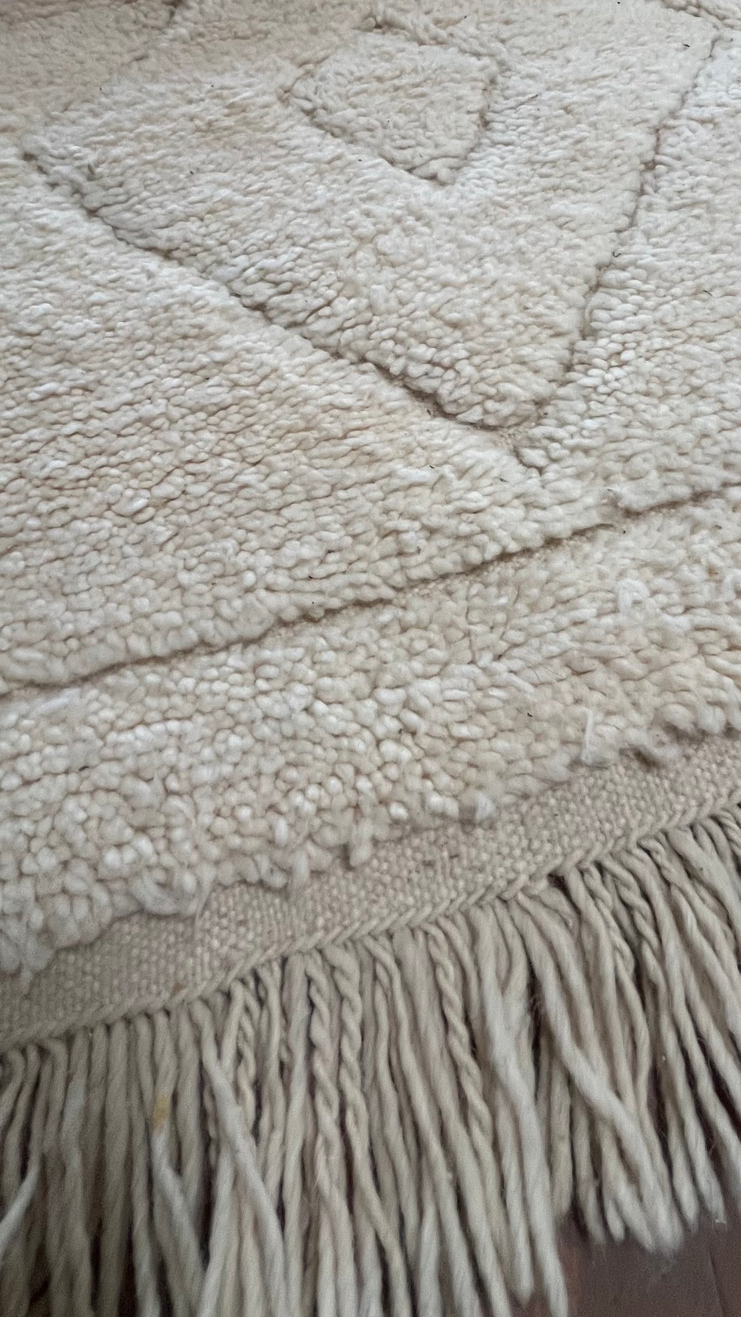 Tapis de couloir à losanges Beni Ouarain crème  245x77 cm