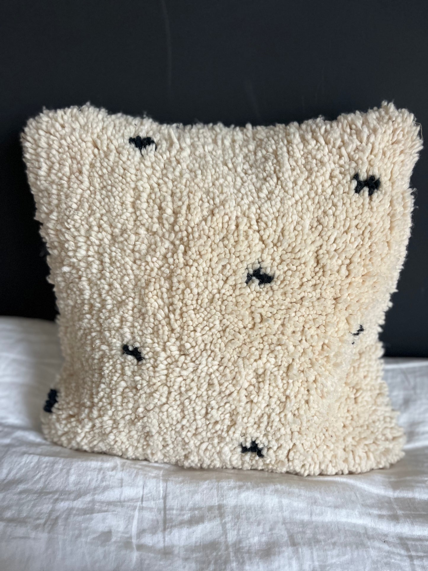 Coussin laine à pois